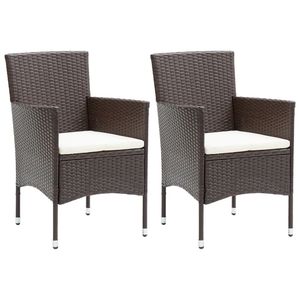 Ensemble de 2 chaises en polyrotin marron avec structure en acier thermolaqué, taille standard - Product Image 1