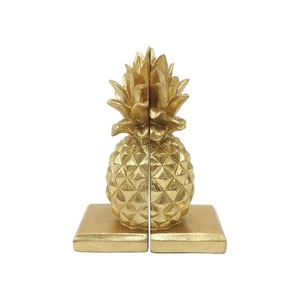 Porte-livres en forme d'ananas plaqué or, sculpture décorative en métal, accessoire de bureau élégant pour la maison, style glamour, 2 pièces - Product Image 2