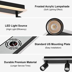 Apparecchi di illuminazione a binario flessibile a 3 luci a soffitto nero luce Spot direzionale per cucina soggiorno specchio a parete - Product Image 6