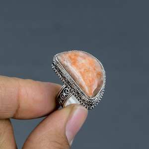 แหวนซันสโตนวินเทจ ทำมือ เงินแท้ 925 ไซส์ 9.5 พลอยธรรมชาติ เครื่องประดับโดดเด่น ของขวัญสำหรับเธอ - Product Image 5