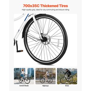 Lightweight Aluminum <b>Frame</b> Hybrid <b>Bike</b> 700c Wheel Commuter B for Men and Women Urban City Step Adult Urban Bicycle - Product Image 5
