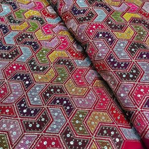 Tissu en velours doux de qualité supérieure avec broderie et travail de sequins jacquard pour robe de soirée de luxe et vêtements de cérémonie, matière tendance - Product Image 6