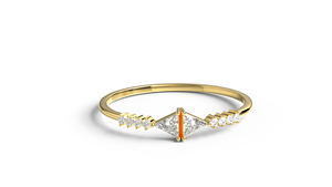 18K Gold Kite Diamond Ring Geometric Rhombus <b>Cluster</b> Half Eternity Band Dainty Stackable Wedding Ring Fine Jewelry for Women - Product Image 1