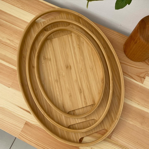 Bandeja de Servir Ovalada Premium de Bambú con Asas Integradas, Ecológica, Hecha a Mano, para Servir Desayuno, Té, Café y Comida en el Hogar - Product Image 6