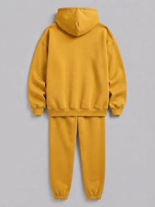 Men's Oversized <b>Yellow</b> <b>Hoodie</b> Tracksuit Set Heavyweight Cotton Jogger Sweat Suit Streetwear Custom Private Label - Product Image 3