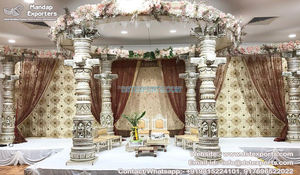 Mandap Real Radhika para Bodas Gujarati, Gran Ceremonia de Boda Hindú, Mandap de Madera Moderno y Ligero para Interiores, Tamaño Personalizado - Product Image 6