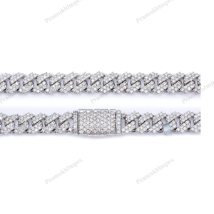 925 Sterling Silver 7mm 22inch Round Diamond Classic Cuban Link <b>Chain</b> Unisex Hip Hop Jewelry Silver Plated - Product Image 3