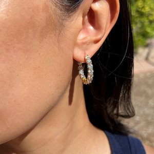 <b>Charm</b> <b>Earring</b> In VVS Moissanite Diamond 925 Silver <b>Hoop</b> <b>Earrings</b> Iced Out Round Cut Fashion <b>Earring</b> <b>For</b> Women - Product Image 5