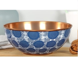 Nouvel arrivage : Grand saladier à fruits en métal finition cuivre antique – Fournisseur de luxe de nouveaux bols de service en métal en provenance d'Inde - Product Image 2