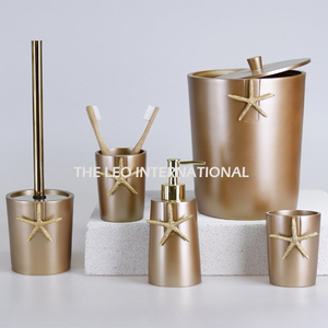 Hot Sale 7 Piece Luxury Simple Bathroom Accessories Set <b>Bath</b> Supplies Storage Toilet <b>Brush</b> Soap Dispenser Set with Tray - Product Image 4