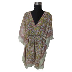 Robe maxi pour femme, dernier design, en coton, courte, style kaftan, imprimée à la main, robe abordable, style traditionnel africain, dashiki, kaftan - Product Image 6