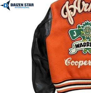 Men's Orange Black Varsity Jacket Custom Embroidered Letter Patch Design Football Team Name Number Print Autumn Wear - Product Image 3