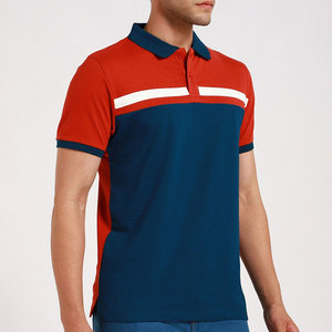Polo de Punto para Hombre con Bloques de Color, Manga Corta, Diseño Casual, Corte Regular, Patrón a Rayas Azul, Rojo y Blanco - Product Image 4