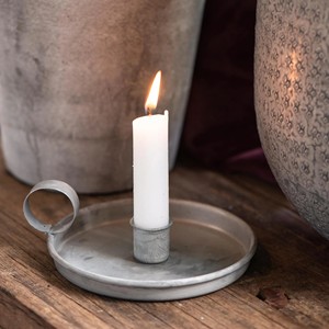 Rustic <b>Candle</b> Stand Galvanized Iron Taper <b>Candle</b> Stand for Home Décor Grey taper holder farm decor Metal <b>Candle</b> Holder with <b>Tray</b> - Product Image 4