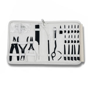 Kit de instalación de extensiones de cabello con herramientas de crimpado, gancho para tirar, enhebrador, cinta adhesiva, alicates de sellado y peines para extensiones de cabello - Product Image 1