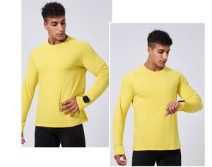 Camiseta de Manga Larga para Hombre, Cuello Redondo, Corte Regular, Color Sólido, Informal, de Algodón Tejido Transpirable - Product Image 4