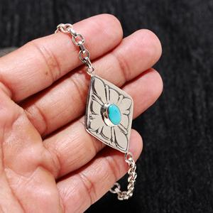 Top Sale Sterling Silver Bracelet <b>Best</b> Seller Fine Jewelry For Women Oval Cut Blue Turquoise Gemstone Bracelet At <b>Best</b> Price - Product Image 1