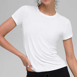 Women's Custom Color Crop <b>Top</b> T Shirt Short Sleeve Summer Casual Tee Wholesale Fashion Apparel Cheap Price OEM Wholesale - Product Image 5