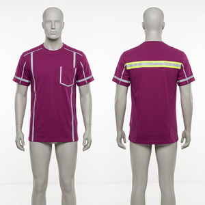 Mens Work T Shirt 180 GSM Polyester Interlock Maroon Reflective Panel Safety Tee Custom Sublimation Print Logo - Product Image 4