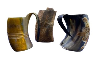 Taza de cuerno de buey/búhos, Vikingo, bocina para beber, Tankard - Product Image 2