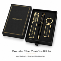 Coffret Cadeau d'Affaires de Luxe Exécutif Personnalisé avec Logo : Stylo Métallique, Marque-page et Porte-clés – Kit 3-en-1 pour Remerciement Client et Cadeaux d'Entreprise