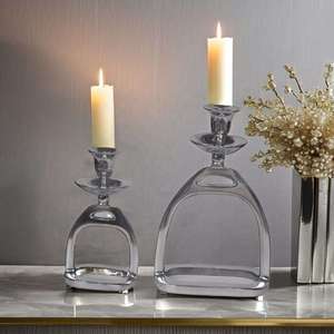 Portavelas de Metal Plateado, Portavelas Decorativo, Base Pulida para Decoración del Hogar, Bodas y Navidad - Product Image 1
