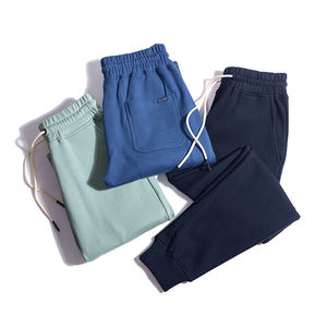 Pantalon de survêtement décontracté pour homme, personnalisable avec logo, 100 % coton, anti-plis, molleton chaud, fermeture éclair, poids moyen, vente en gros OEM - Product Image 1
