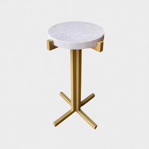 Mesa de Centro Moderna con Tapa de Mármol y Base de Latón, Mueble Minimalista para Sala de Estar, Mesa Auxiliar Decorativa - Product Image 4