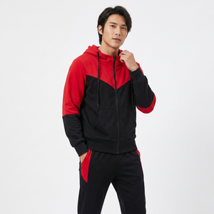 Conjunto Deportivo con Capucha para Hombre, Color Rojo y Negro, Sudadera con Cremallera de Manga Larga y Pantalones, Ropa Casual de Otoño - Product Image 6