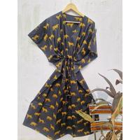 Robe kimono en coton à imprimé animal pour femme, coupe ample, paréo de plage léger, cardigan kimono d'été, tenue décontractée