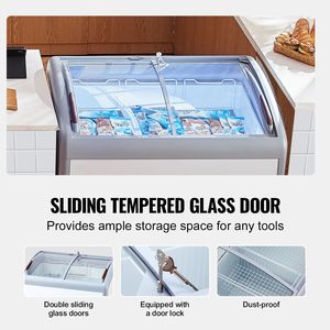 Congelatore Espositore Commerciale per Gelato da 9.3 Cu.ft con Coperchio in Vetro e Congelamento Profondo per Ristoranti e Gelaterie - Product Image 4