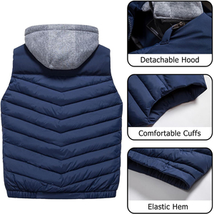 Custom Design Puffer Vest Warm Winter Casual Clothes <b>Quilted</b> Waistcoat Hooded Outdoor Street Wears Padded Puffer Vests Gilets - Product Image 4