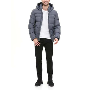 High Quality Warm <b>Canvas</b> Puffer <b>Jacket</b> for Men Hooded Bubble Long Sleeve Zipper Front Logo Men's Clothing Puffer <b>Jackets</b> - Product Image 4