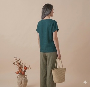เดรสผ้าฝ้ายคอกลม แขนสั้น ทรงตรง ลายเรียบ สำหรับผู้หญิง สวมใส่สบายๆ ดีไซน์กระเป๋าใช้งานได้จริง - Product Image 3