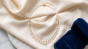 Collar de Cuentas Naturales, Plata de Ley 925, Chapado en Oro, Cadena Ajustable, Lujoso, para Bodas, Mujer, Venta al por Mayor, Proveedor OEM ODM - Product Image 6