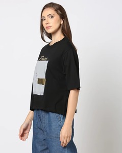 เสื้อยืดทรงบ็อกซี่ผ้าสแปนเด็กซ์สำหรับฤดูร้อน คุณภาพสูง ทรงครอป พิมพ์ลายโลโก้ด้วยเทคนิคซิลค์สกรีน ผ้าฝ้าย 100% เนื้อหนา สำหรับผู้หญิง - Product Image 2