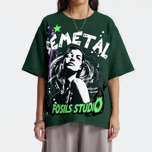 เสื้อยืดคอตตอน 220 GSM ทรงโอเวอร์ไซส์ ไหล่ตก พิมพ์ลาย DTG แขนสั้น คอกลม เสื้อยืดแฟชั่นสตรีทแวร์ แบรนด์ส่วนตัว - Product Image 2