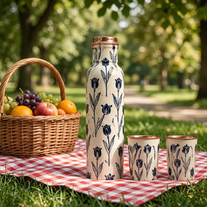 Botella de Agua Metálica con Diseño Bohemio, Tapa de Cobre y Juego de Tazas a Juego para Uso Doméstico - Product Image 6