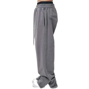 Pantalon de survêtement vintage délavé pour femme, coupe large, taille à cordon, style décontracté streetwear, ample et oversize, idéal pour la détente - Product Image 6