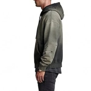 Sweat-shirt à capuche oversize pour homme, effet vieilli, couleur unie, en coton lavé, molleton bouclette, style décontracté, pour l'automne, avec poches, coupe classique - Product Image 3