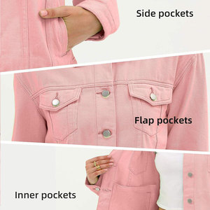 Women Pink <b>Denim</b> <b>Jacket</b> Casual Button Front Long Sleeve Regular Fit Fashion Jean Coat Stylish Everyday Outerwear - Product Image 6
