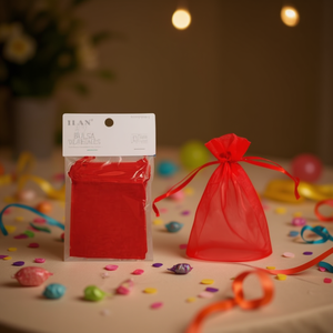 Sacchetti regalo in organza Ilan 15x20cm rossi 4 pezzi per bomboniere - Product Image 2