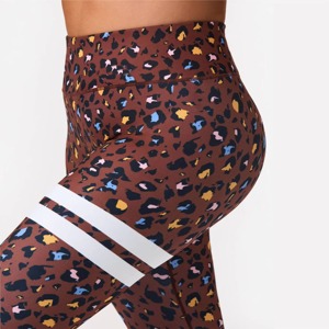 Leggings de Yoga con Estampado de Leopardo, Cintura Alta, Compresión Elástica, Transpirables, de Algodón/Fibra de Bambú, Largura hasta el Tobillo, con Franja Lateral - Product Image 4