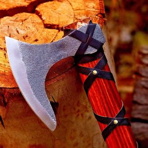 Hache à barbe personnalisée forgée à la main en acier à haute teneur en carbone avec manche en bois de rose, style nordique, hache viking avec étui - Product Image 5