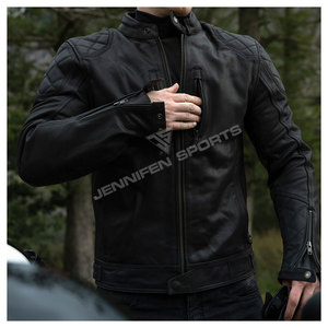 Veste de motard en cuir de vachette véritable de haute qualité pour hommes, coupe ajustée, coupe-vent, imperméable, avec poches zippées, vente en gros - Product Image 4
