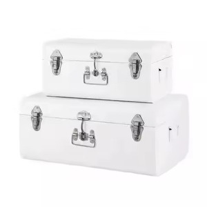 Ensemble de 3 coffres de rangement en fer galvanisé de style vintage antique, coffres gigognes décoratifs industriels pour souvenirs - Product Image 2