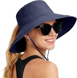 Chapeau Bob Unisexe en Jean Kaki à Large Bord avec Sangle de Menton Réglable Broderie 3D Plage Cyclisme Extérieur Décontracté Adulte Taille 54-56CM Quatre - Product Image 1