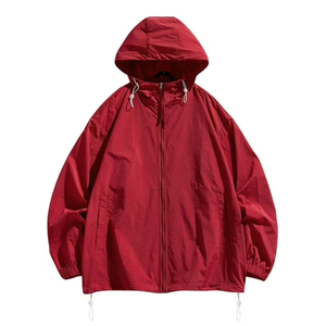 Wholesale Custom Coated Spring Casual Loose Lightweight Waterproof Zipper <b>Sunscreen</b> Sports Hooded Jacket for Men - Product Image 4