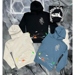 Sudaderas con capucha SDL para hombre, estampadas en rosa, 450 g, con doble aplicación de pedrería, sudaderas SDL con logotipo personalizado, abrigo de invierno para hombre, OEM, sudadera con capucha SDL - Product Image 4