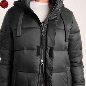 Veste longue matelassée pour femme, manteau d'hiver en duvet avec capuche, parka moelleuse, vêtement d'extérieur personnalisé avec logo, veste longue tissée pour femme - Product Image 4